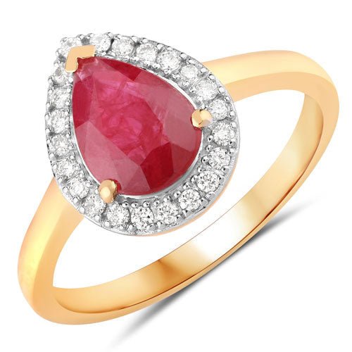 1.38 Carat Genuine Ruby and White Diamond 14K Yellow Gold Ring - Rings - Custom Crafting Alliance, LLC