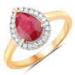 1.38 Carat Genuine Ruby and White Diamond 14K Yellow Gold Ring - Rings - Custom Crafting Alliance, LLC
