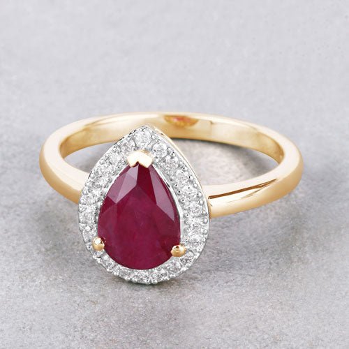 1.38 Carat Genuine Ruby and White Diamond 14K Yellow Gold Ring - Rings - Custom Crafting Alliance, LLC
