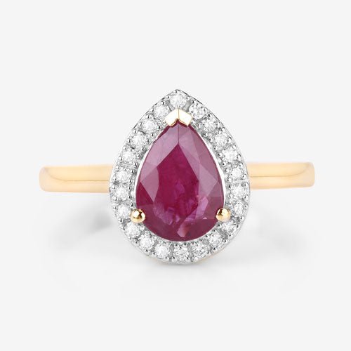 1.38 Carat Genuine Ruby and White Diamond 14K Yellow Gold Ring - Rings - Custom Crafting Alliance, LLC