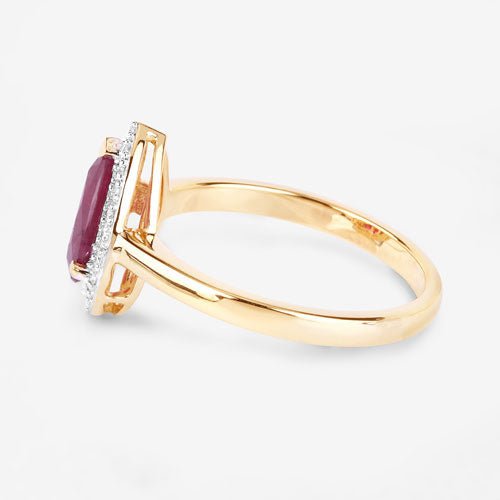 1.38 Carat Genuine Ruby and White Diamond 14K Yellow Gold Ring - Rings - Custom Crafting Alliance, LLC