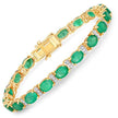 14.05 Carat Genuine Zambian Emerald and White Diamond 14K Yellow Gold Bracelet - Bracelets - Custom Crafting Alliance, LLC