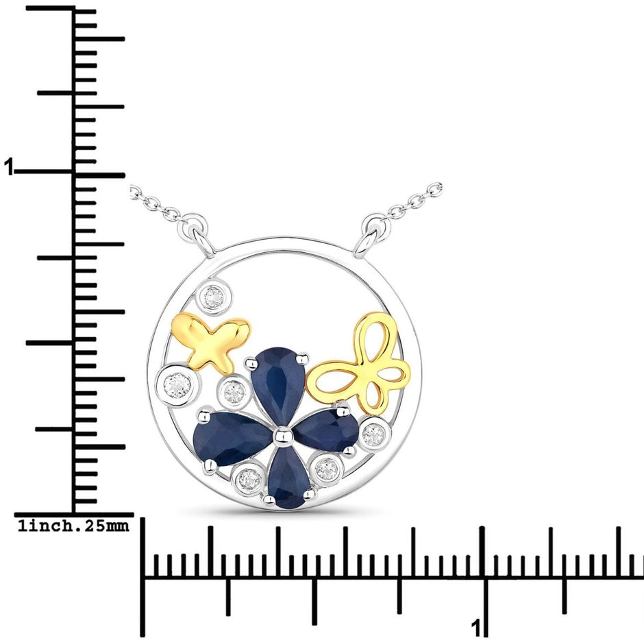 1.41 Carat Genuine Blue Sapphire and White Topaz .925 Sterling Silver Pendant - Pendants - Custom Crafting Alliance, LLC