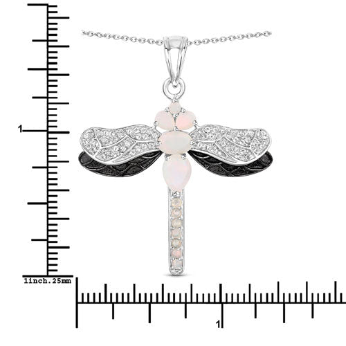 1.41 Carat Genuine Ethiopian Opal and White Topaz .925 Sterling Silver Pendant - Pendants - Custom Crafting Alliance, LLC