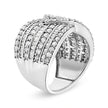 .925 Sterling Silver 2 3/8 Cttw Diamond Multi Row Overlay Band Ring ( J-K Color, I3 Clarity) - Ring Size 7