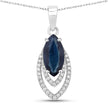 1.42 Carat Genuine Blue Sapphire and White Diamond 14K White Gold Pendant - Pendants - Custom Crafting Alliance, LLC
