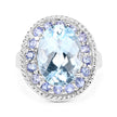7.41 Carat Genuine Blue Topaz and Tanzanite .925 Sterling Silver Ring