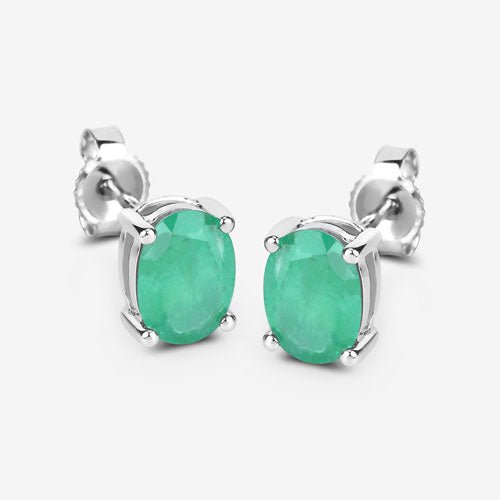1.44 Carat Genuine Zambian Emerald 10K White Gold Earrings - Earrings - Custom Crafting Alliance, LLC