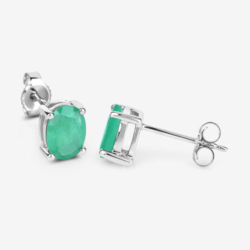 1.44 Carat Genuine Zambian Emerald 10K White Gold Earrings - Earrings - Custom Crafting Alliance, LLC