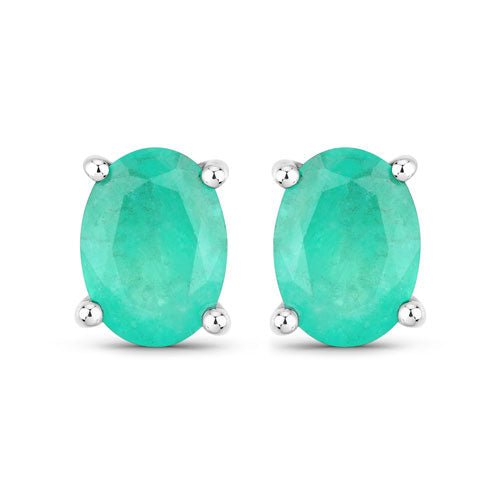 1.44 Carat Genuine Zambian Emerald 10K White Gold Earrings - Earrings - Custom Crafting Alliance, LLC