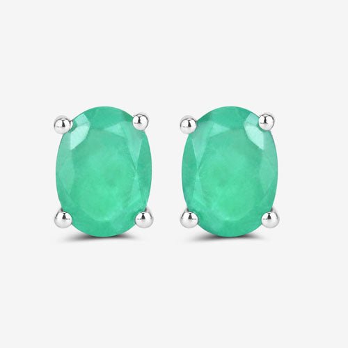 1.44 Carat Genuine Zambian Emerald 10K White Gold Earrings - Earrings - Custom Crafting Alliance, LLC