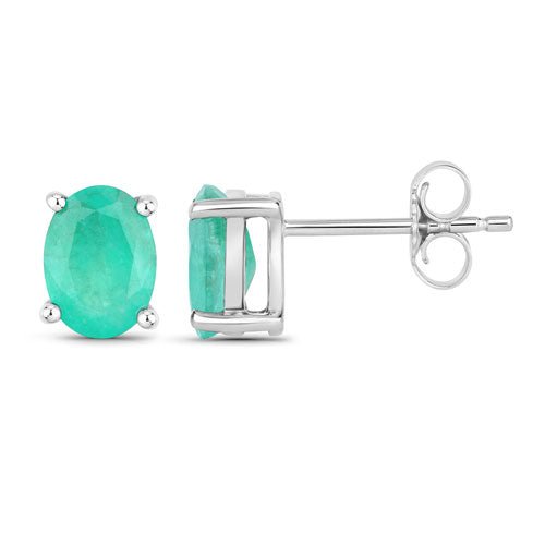 1.44 Carat Genuine Zambian Emerald 10K White Gold Earrings - Earrings - Custom Crafting Alliance, LLC