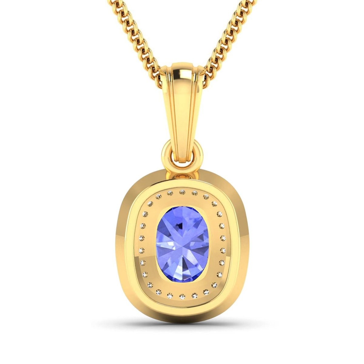 1.45 Carat Genuine Tanzanite and White Diamond 14K Yellow Gold Pendant - Pendants - Custom Crafting Alliance, LLC
