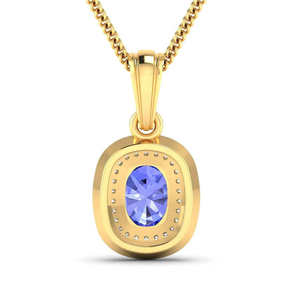 1.45 Carat Genuine Tanzanite and White Diamond 14K Yellow Gold Pendant - Pendants - Custom Crafting Alliance, LLC