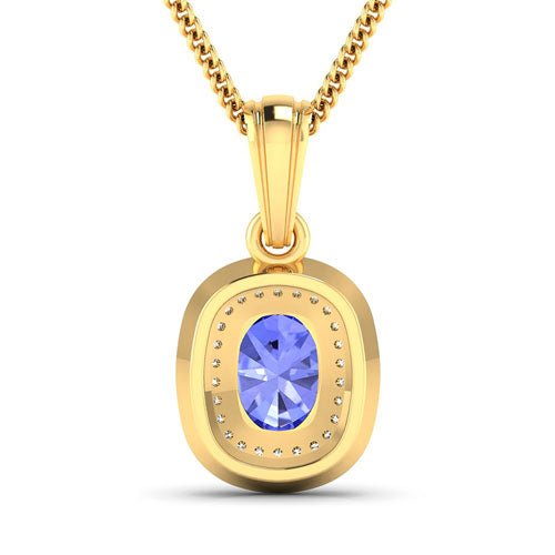 1.45 Carat Genuine Tanzanite and White Diamond 14K Yellow Gold Pendant - Pendants - Custom Crafting Alliance, LLC