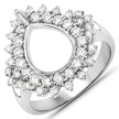 0.89 Carat Genuine White Diamond 14K White Gold Semi Mount Ring - holds 11x9mm Pear Gemstone