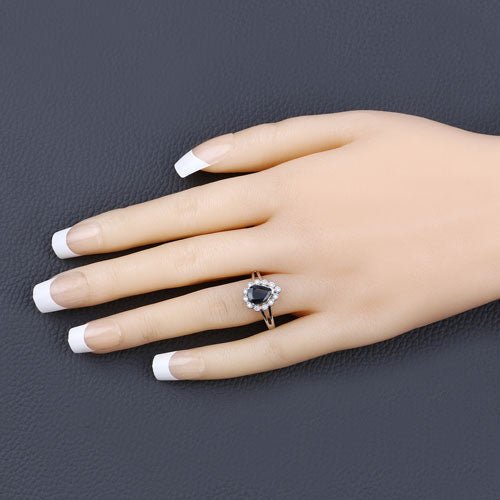 1.46 Carat Genuine Blue Sapphire and White Diamond 10K White Gold Ring - Rings - Custom Crafting Alliance, LLC