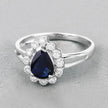 1.46 Carat Genuine Blue Sapphire and White Diamond 10K White Gold Ring - Rings - Custom Crafting Alliance, LLC