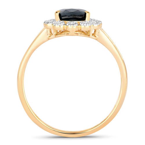 1.46 Carat Genuine Blue Sapphire and White Diamond 10K Yellow Gold Ring - Rings - Custom Crafting Alliance, LLC