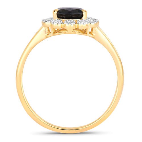 1.46 Carat Genuine Blue Sapphire and White Diamond 14K Yellow Gold Ring - Rings - Custom Crafting Alliance, LLC