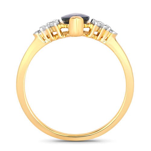 1.47 Carat Genuine Blue Sapphire and White Diamond 14K Yellow Gold Ring - Rings - Custom Crafting Alliance, LLC