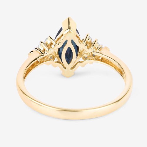 1.47 Carat Genuine Blue Sapphire and White Diamond 14K Yellow Gold Ring - Rings - Custom Crafting Alliance, LLC