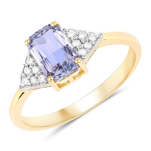 1.47 Carat Genuine Blue Sapphire and White Diamond 14K Yellow Gold Ring - Rings - Custom Crafting Alliance, LLC