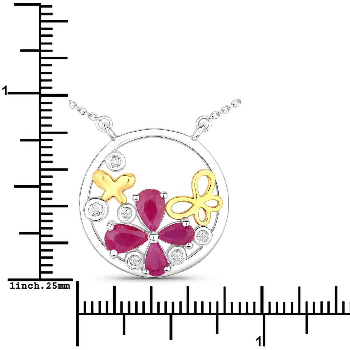 1.47 Carat Genuine Ruby and White Topaz .925 Sterling Silver Pendant - Pendants - Custom Crafting Alliance, LLC