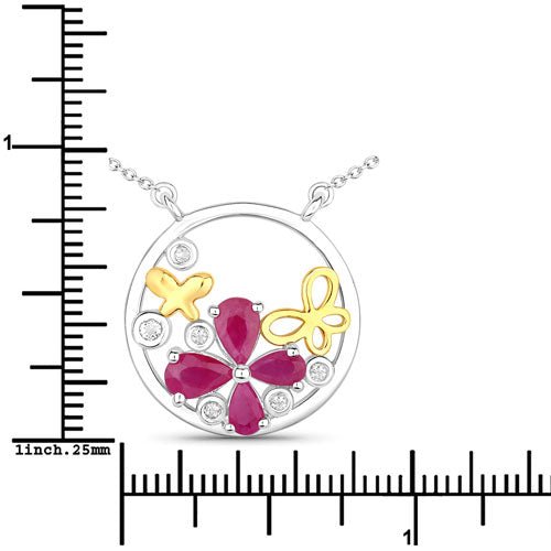 1.47 Carat Genuine Ruby and White Topaz .925 Sterling Silver Pendant - Pendants - Custom Crafting Alliance, LLC