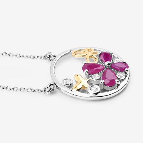 1.47 Carat Genuine Ruby and White Topaz .925 Sterling Silver Pendant - Pendants - Custom Crafting Alliance, LLC