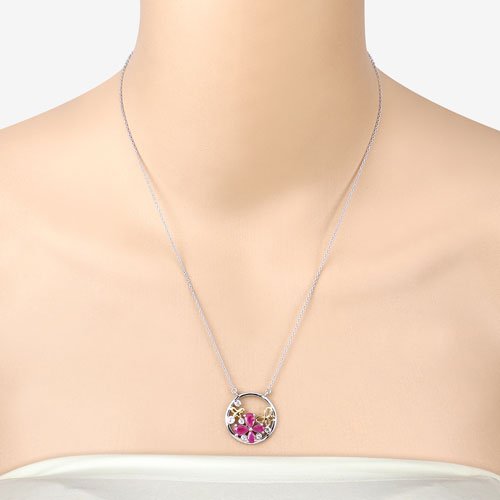 1.47 Carat Genuine Ruby and White Topaz .925 Sterling Silver Pendant - Pendants - Custom Crafting Alliance, LLC