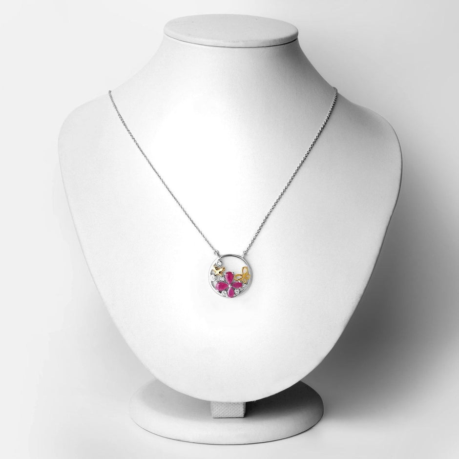 1.47 Carat Genuine Ruby and White Topaz .925 Sterling Silver Pendant - Pendants - Custom Crafting Alliance, LLC