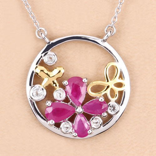 1.47 Carat Genuine Ruby and White Topaz .925 Sterling Silver Pendant - Pendants - Custom Crafting Alliance, LLC