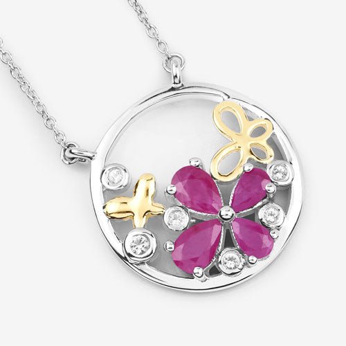 1.47 Carat Genuine Ruby and White Topaz .925 Sterling Silver Pendant - Pendants - Custom Crafting Alliance, LLC