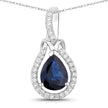 1.48 Carat Genuine Blue Sapphire and White Diamond 14K White Gold Pendant - Pendants - Custom Crafting Alliance, LLC