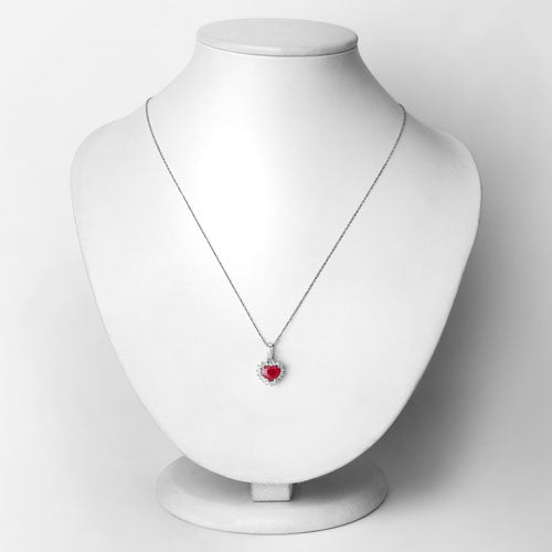 1.48 Carat Genuine Ruby and White Diamond 14K White Gold Pendant - Pendants - Custom Crafting Alliance, LLC
