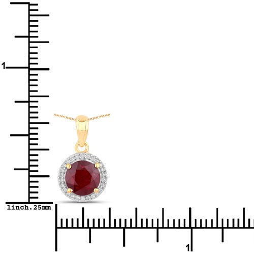 1.49 Carat Genuine Ruby and White Diamond 14K Yellow Gold Pendant - Pendants - Custom Crafting Alliance, LLC