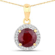 1.49 Carat Genuine Ruby and White Diamond 14K Yellow Gold Pendant - Pendants - Custom Crafting Alliance, LLC
