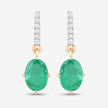 1.49 Carat Genuine Zambian Emerald and White Diamond 10K Yellow Gold Earrings - Earrings - Custom Crafting Alliance, LLC