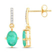 1.49 Carat Genuine Zambian Emerald and White Diamond 10K Yellow Gold Earrings - Earrings - Custom Crafting Alliance, LLC