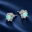 925 Sterling Silver White 0.8 x 0.8 cm Transparent Glass Pavé CZ Earrings for Women