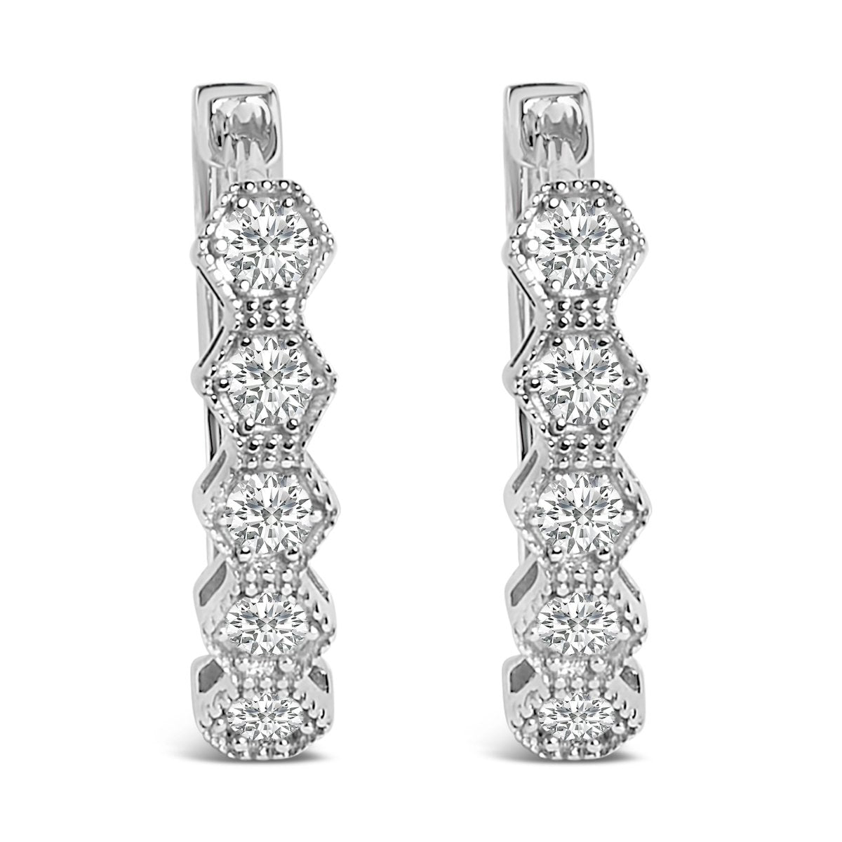 14K Gold 1/2 Cttw Diamond Earring Zig-Zagging Geometric Hoop Earrings (G-H Color, SI1-SI2) - Earrings - Custom Crafting Alliance, LLC