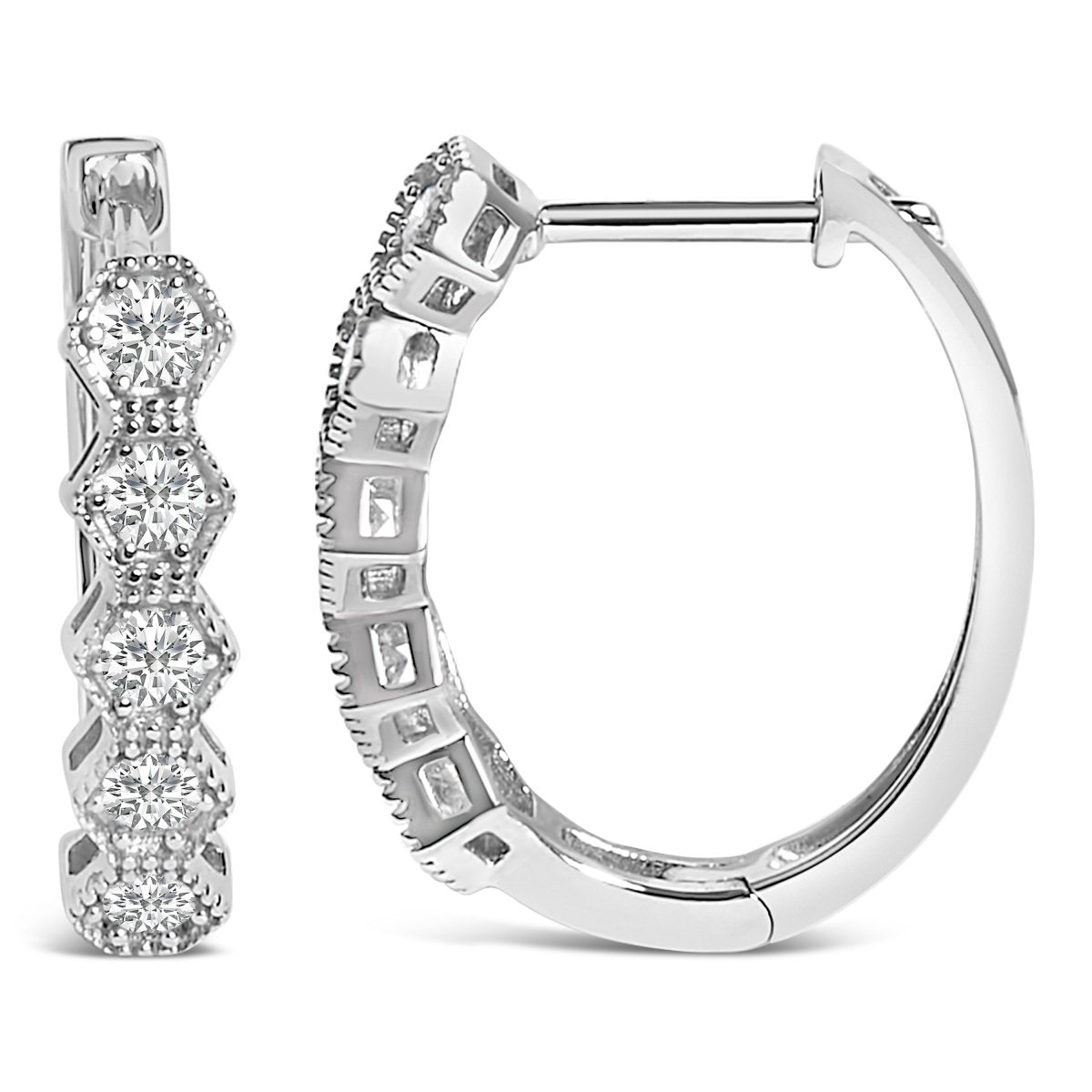 14K Gold 1/2 Cttw Diamond Earring Zig-Zagging Geometric Hoop Earrings (G-H Color, SI1-SI2) - Earrings - Custom Crafting Alliance, LLC