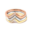 14K Gold 1/4 Cttw Diamond Geometrical Chevron V Stackable Band Ring Set (G-H Color, SI1-SI2 Clarity) - Size 7 - Rings - Custom Crafting Alliance, LLC