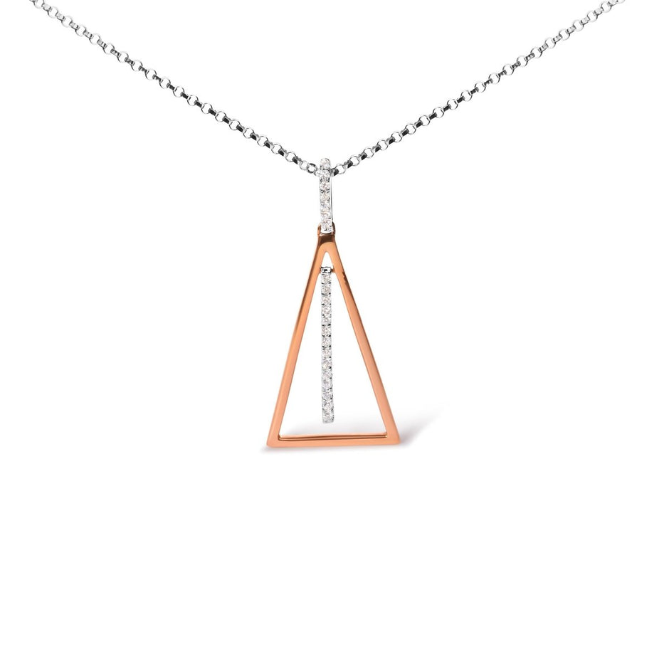 14K Rose and White Gold 1/8 Cttw Diamond Windchime 18" Pendant Necklace (G-H Color, SI1-SI2 Clarity) - Necklaces - Custom Crafting Alliance, LLC