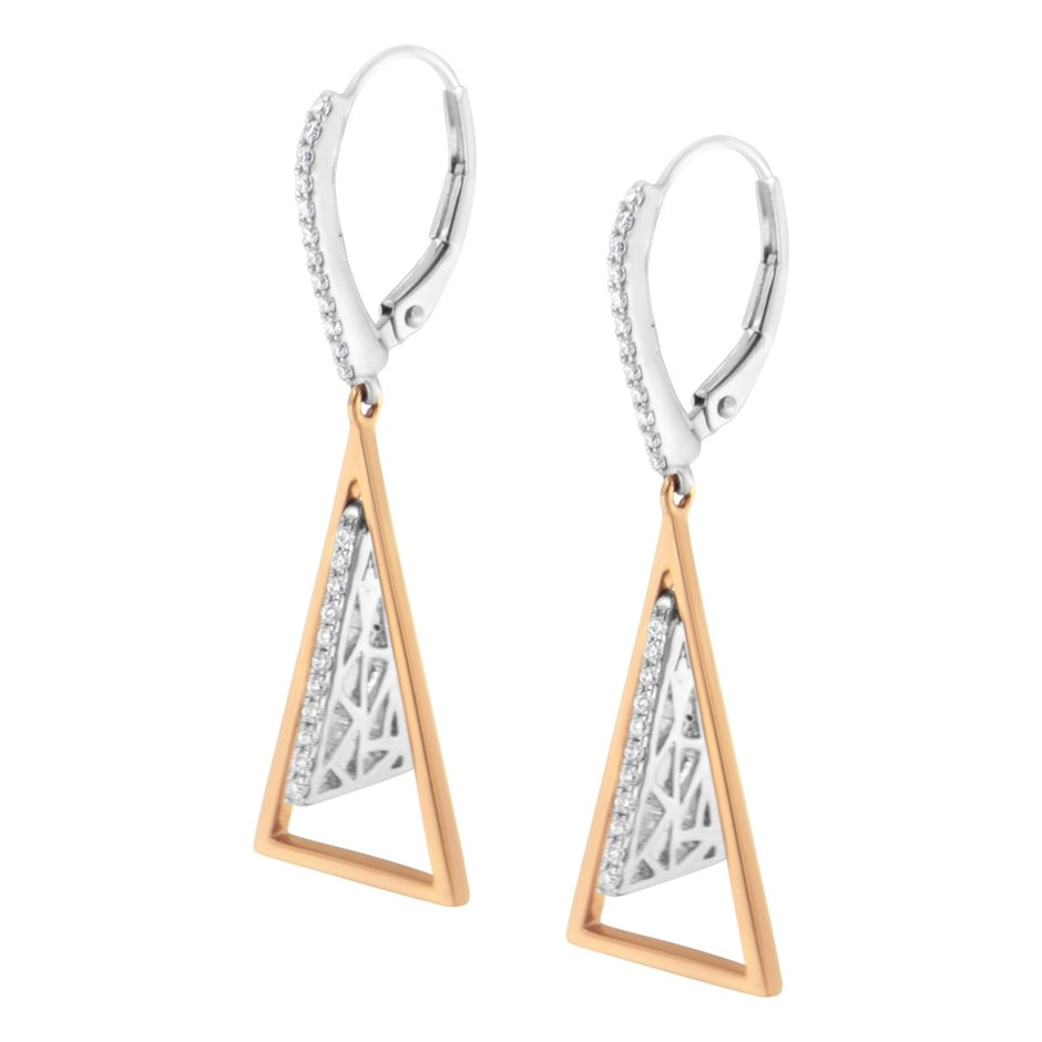 14K Rose and White Gold 3/8 Cttw Diamond Windchime Drop and Dangle Earring (G-H Color, SI1-SI2 Clarity) - Earrings - Custom Crafting Alliance, LLC