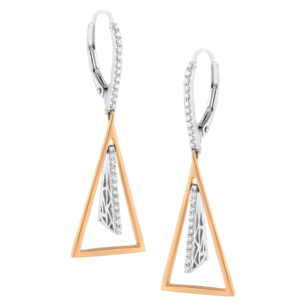 14K Rose and White Gold 3/8 Cttw Diamond Windchime Drop and Dangle Earring (G-H Color, SI1-SI2 Clarity) - Earrings - Custom Crafting Alliance, LLC
