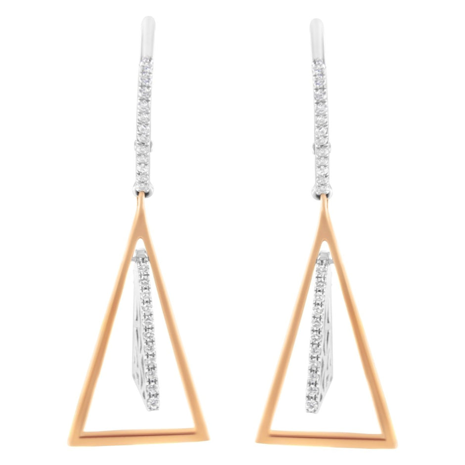 14K Rose and White Gold 3/8 Cttw Diamond Windchime Drop and Dangle Earring (G-H Color, SI1-SI2 Clarity) - Earrings - Custom Crafting Alliance, LLC