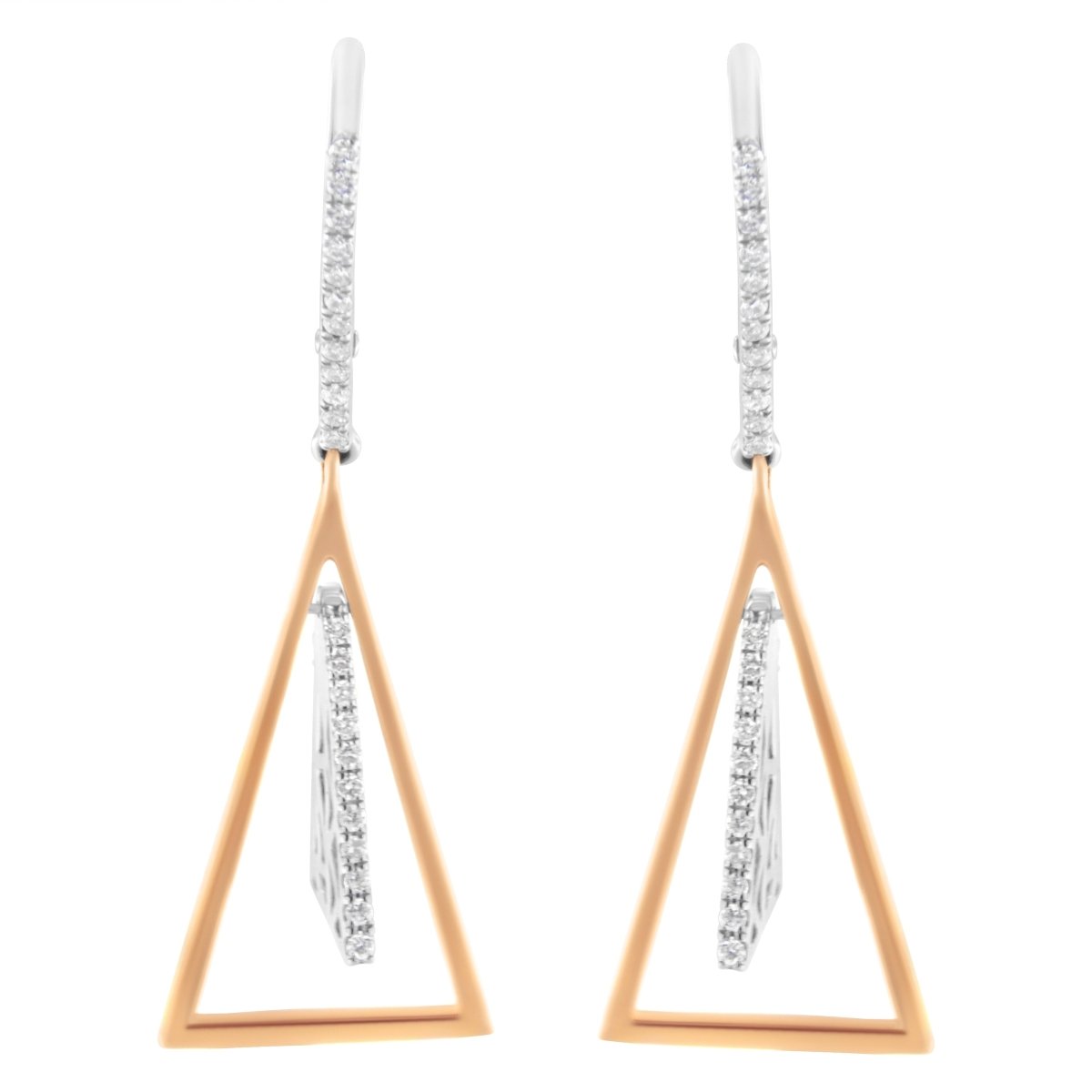 14K Rose and White Gold 3/8 Cttw Diamond Windchime Drop and Dangle Earring (G-H Color, SI1-SI2 Clarity) - Earrings - Custom Crafting Alliance, LLC