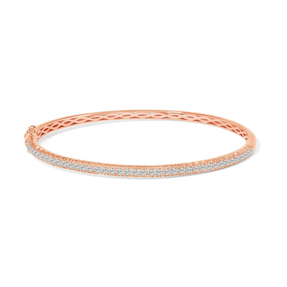 14K Rose Gold 1.00 Cttw Half Eternity Diamond Bangle Bracelet (G-H Color, SI2-I1 Clarity) - 7